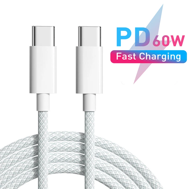60W USB C to type C Cable For iPhone 15 Huawei Samsung Xiaomi Wire 5A Fast Charging Cord Type C Data Cable for POCO Phone