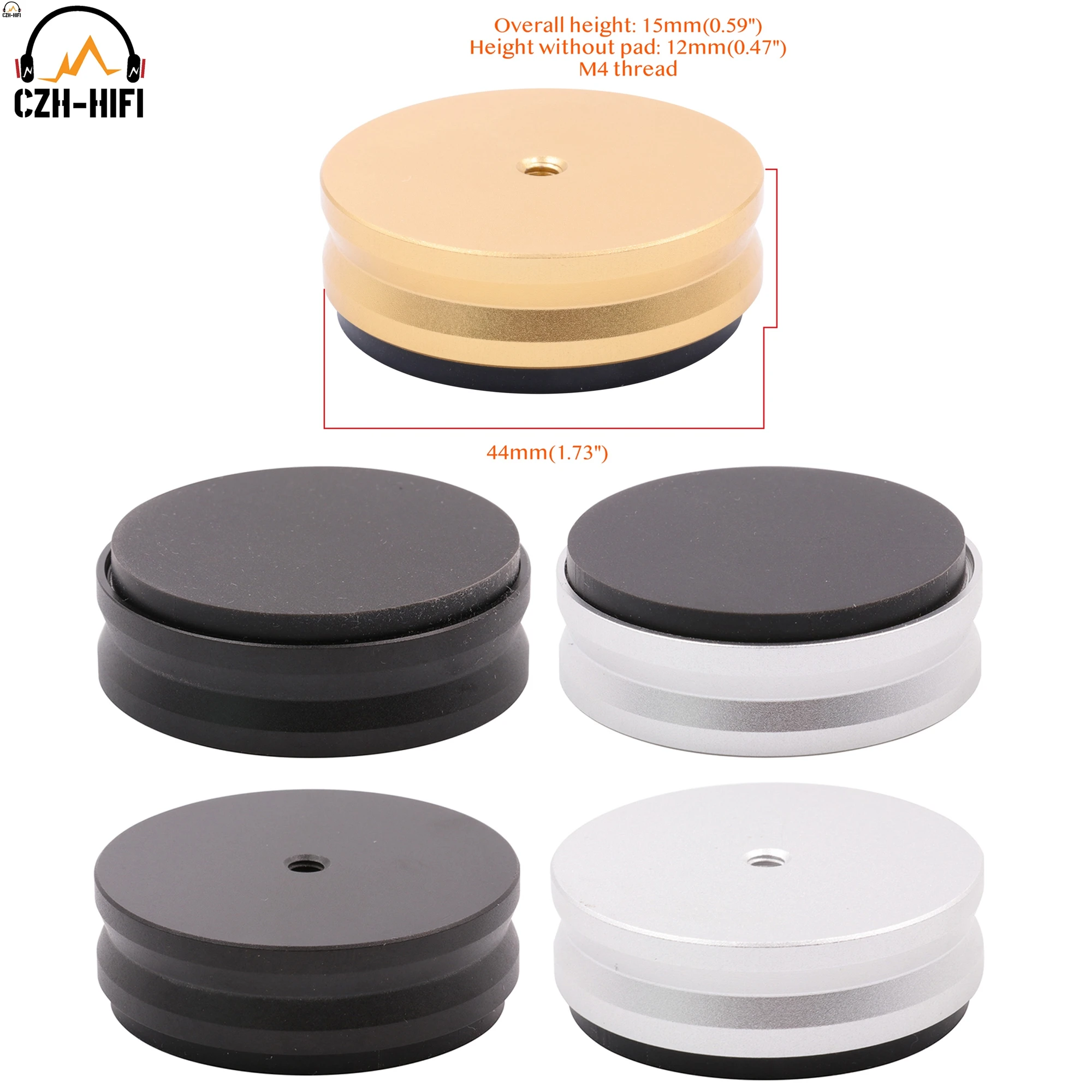 1pc 44x15mm Machined Solid Full Aluminum Isolation Feet Stand Pad Cone Floor Base For Hifi Audio AMP Speaker Turntable Computer