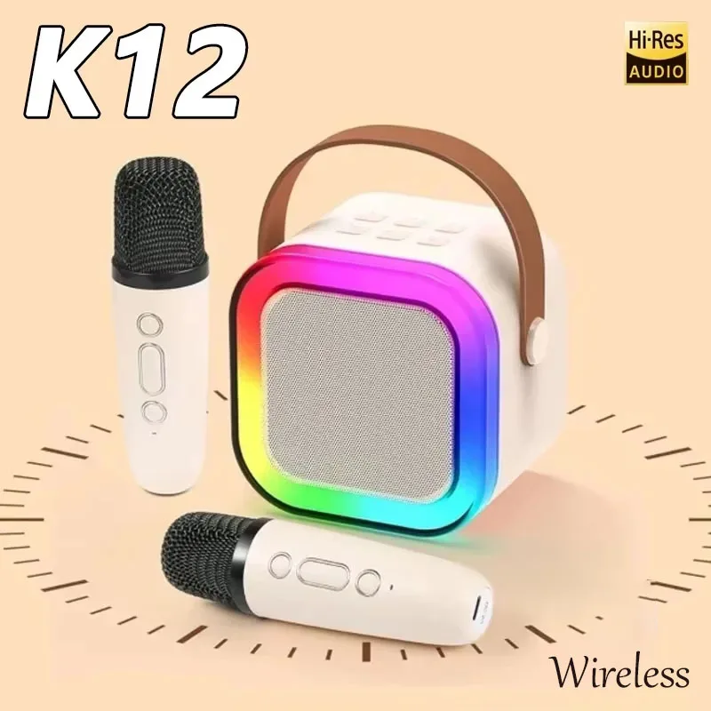 K12 Wireless Karaoke Machine portable Mini Microphones Bluetooth5.3 Speaker for Child RGB Light Audio Home KTV Kids Xmas Gifts