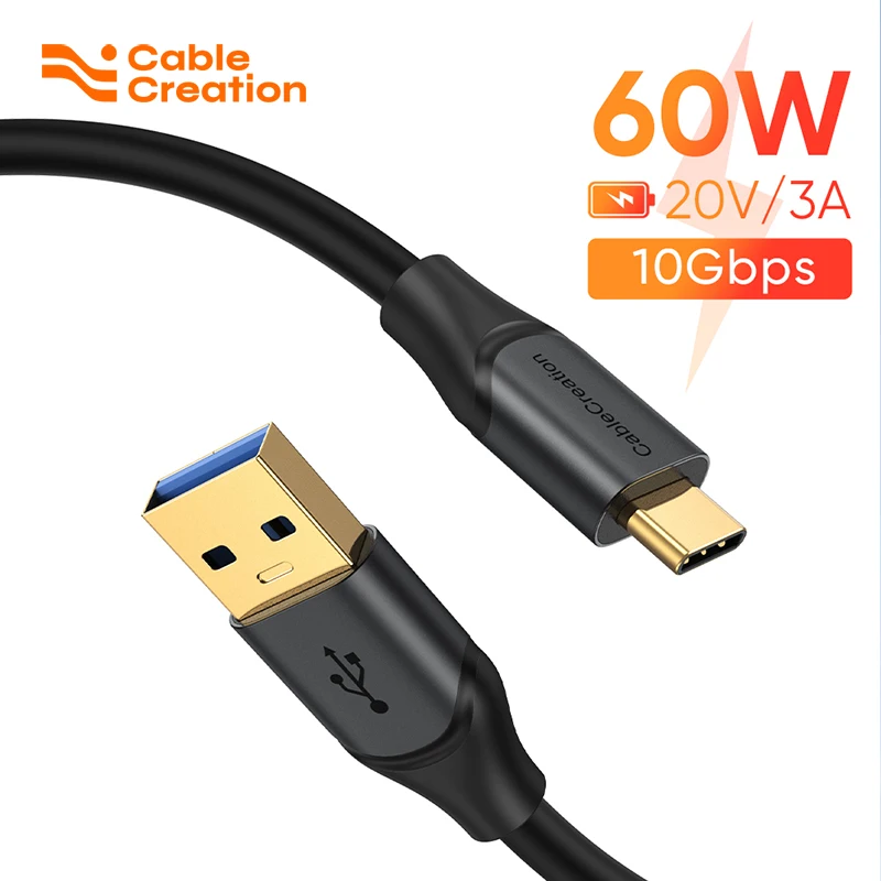 CableCreation USB A to C Cable USB3.2 Gen2 10Gbps Data Cord 60W PD Fast Charging for iPhone 16 Samsung S24 iPad MacBook