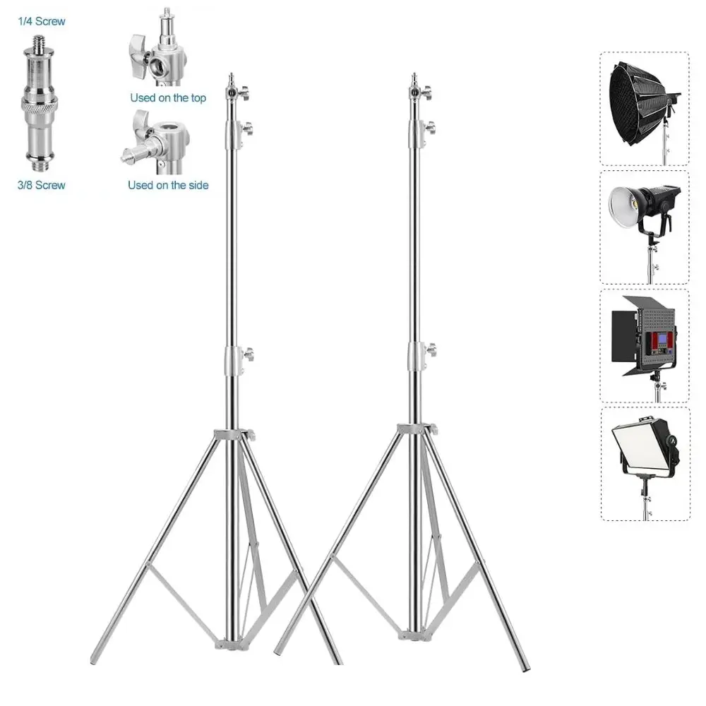 2.8m Stainless Steel Light Stand Spring Cushioned Heavy Duty Tripod Stand Speedlight Strobe Light Softbox Umbrella Aluminum Allo