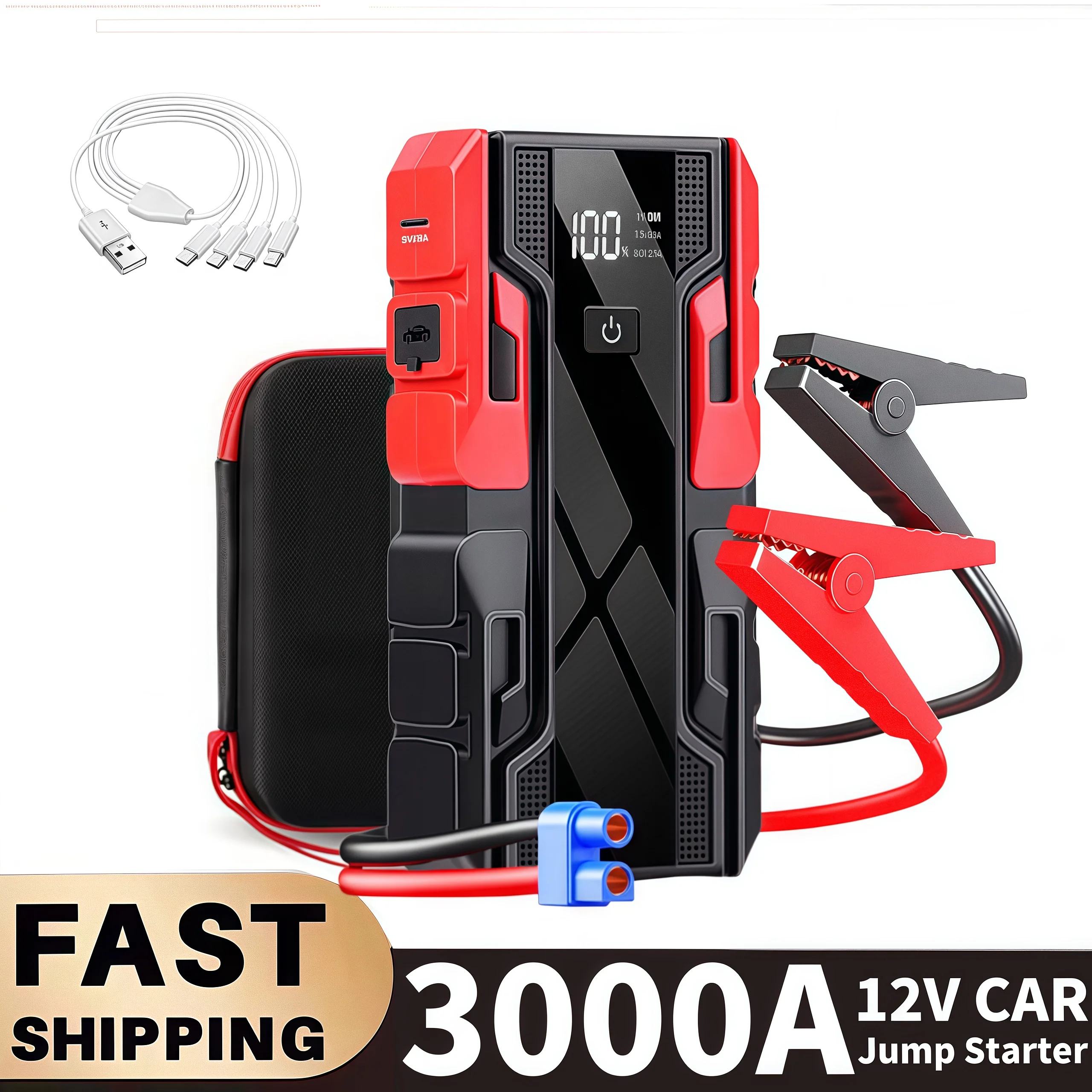 New 12V 99800mAh 3000A Car Jump Starter Car Battery Starters Portable Power Bank 12V Starting Device Booster Petrol Diesel Car