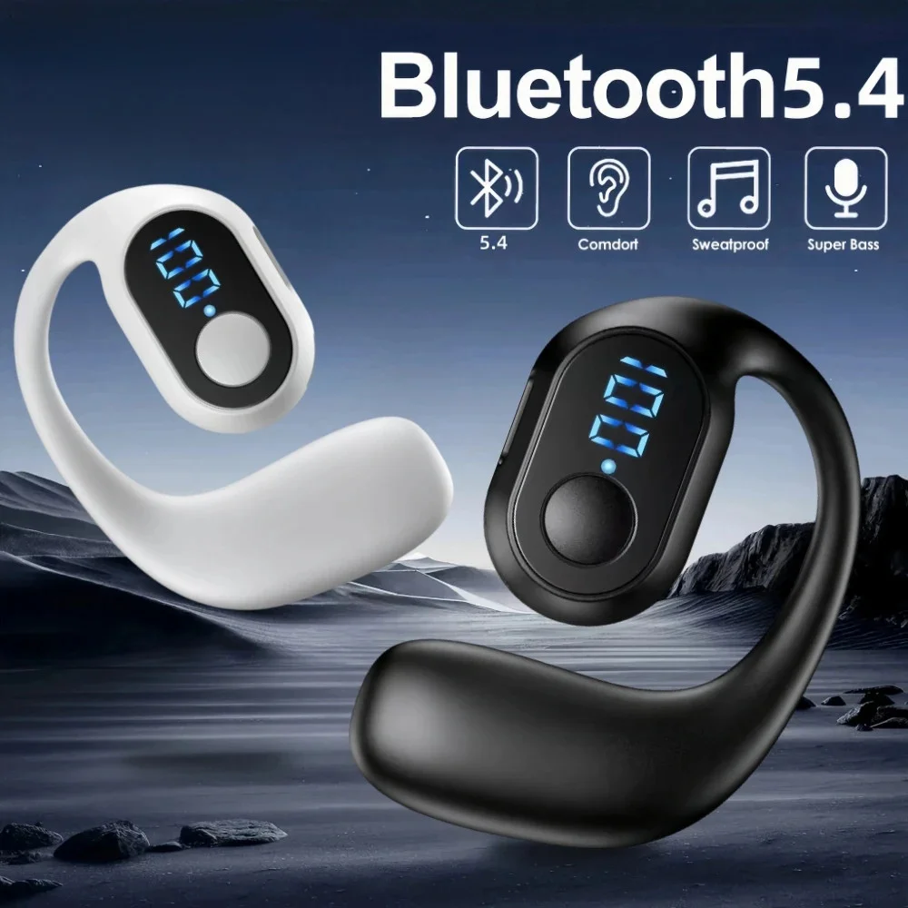 Wireless Bluetooth 5.4 Headphone Digital Display Single Earbud Ultra Long Standby Business Earphone HD Call Headset Outdoor