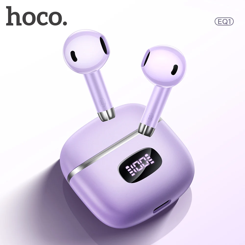 HOCO EQ1 Bluetooth 5.3 Earphone LED Digital Power Display Charging Case Touch Control Music Wireless Earbuds Sports Headset