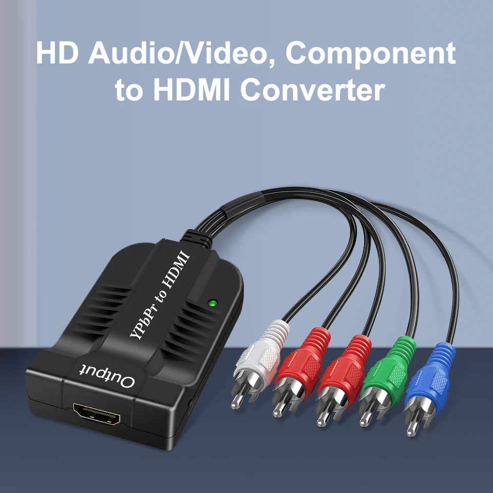 Component to HDMI Converter 5RCA RGB YPbPr to HDMI Converter Supports 1080P Video Audio Adapter for DVD PSP Xbox 360 PS2
