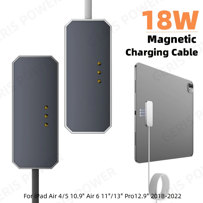 Magnetic Wireless Charger 18W USB C Fast Charging Cable for iPad Air 4/5 10.9