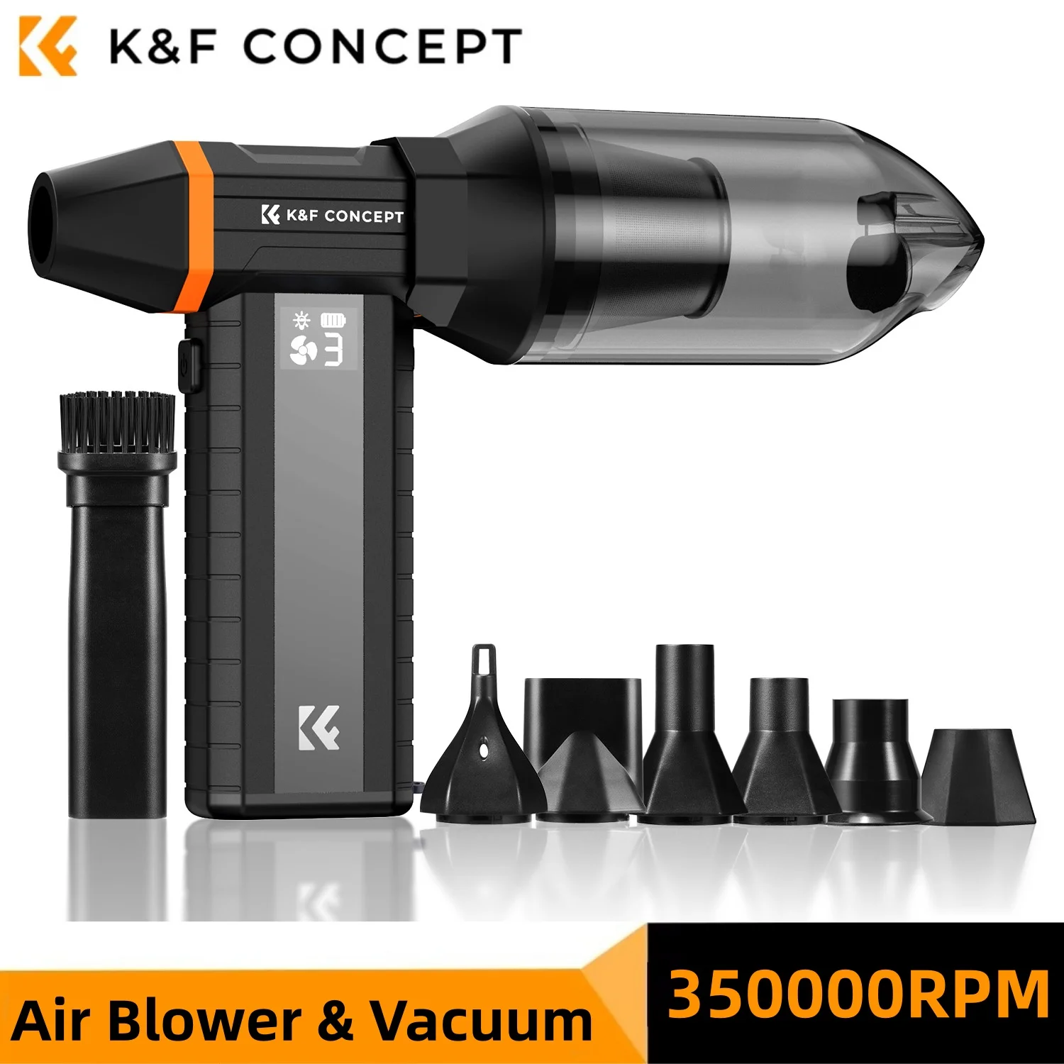 K&F CONCEPT 350000RPM Electric 2-in-1 Air Blower & Vacuum LED Light Air Duster for Computer,Laptop Keyboard,Car,Camera Cleaning