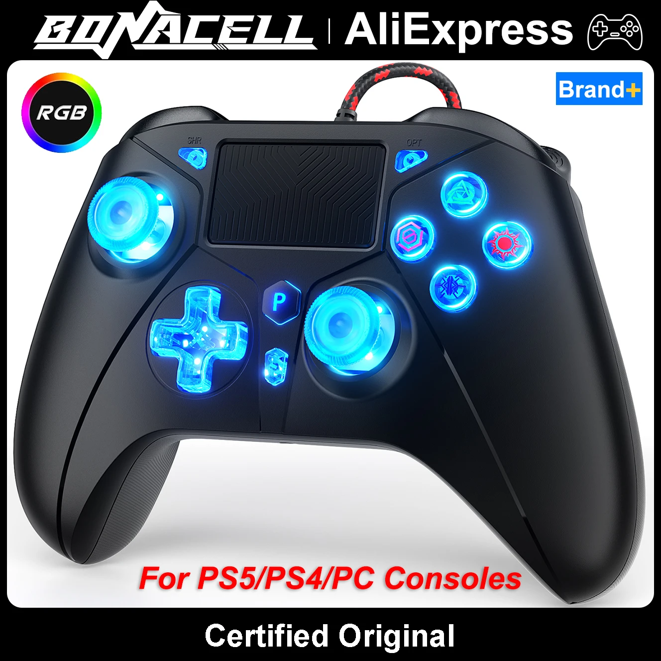 Wired Controller for PS5/PS4/Pro PC Console Remote Control Handle Gamepad Turbo Dual Vibration 2m Cable No Delay Instant Connect