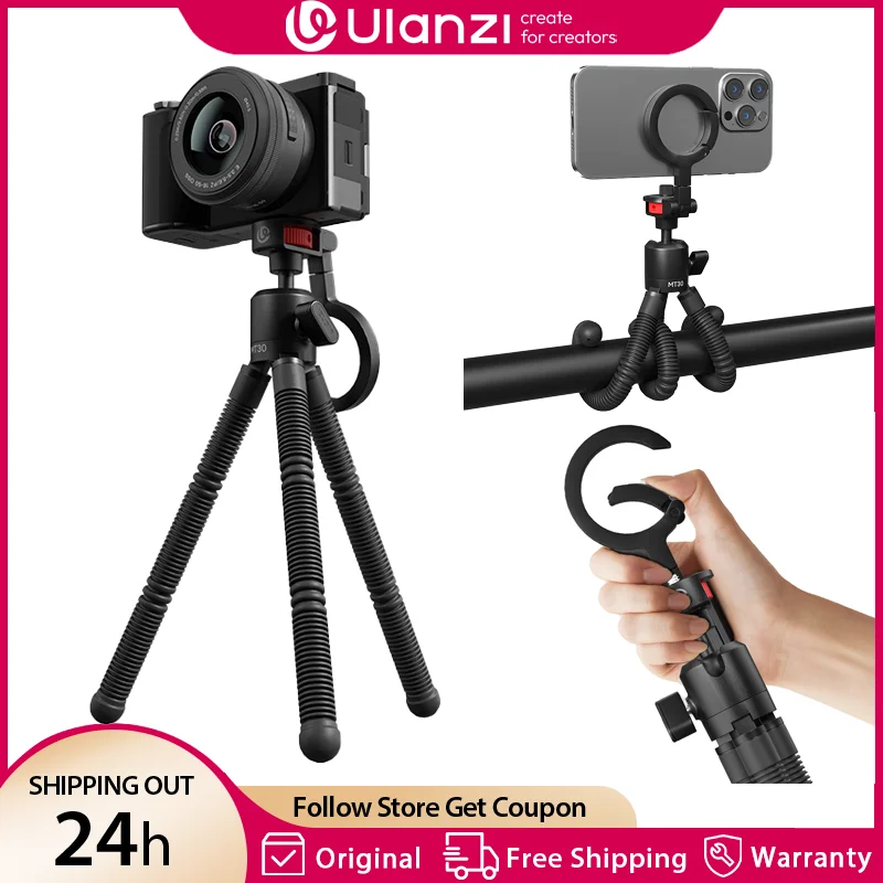 Ulanzi MT-30 Flexible Camera Tripod Sefile Stick for DSLR Camera iPhone MagSafe Tripod Stand for Outdoor Travel Live-stream Vlog