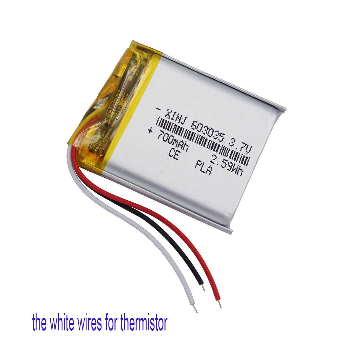 3.7V 700mAh 2.59Wh Thermistor 3 Wires 603035 Replacement Li Lipo Rechargeable Battery For Car Camera Bluetooth Speaker LED Light