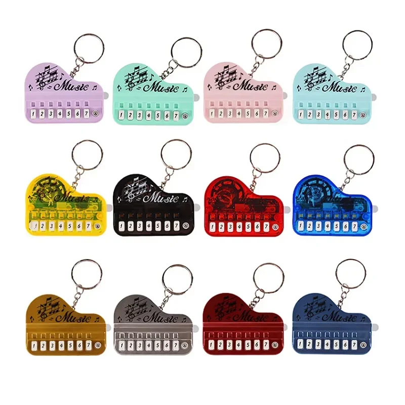 1pc Portable Mini Creative Music Electronic Piano Keyboard Keychain Ring with Light Up Keys Pendant Children's Toy Gaming Player