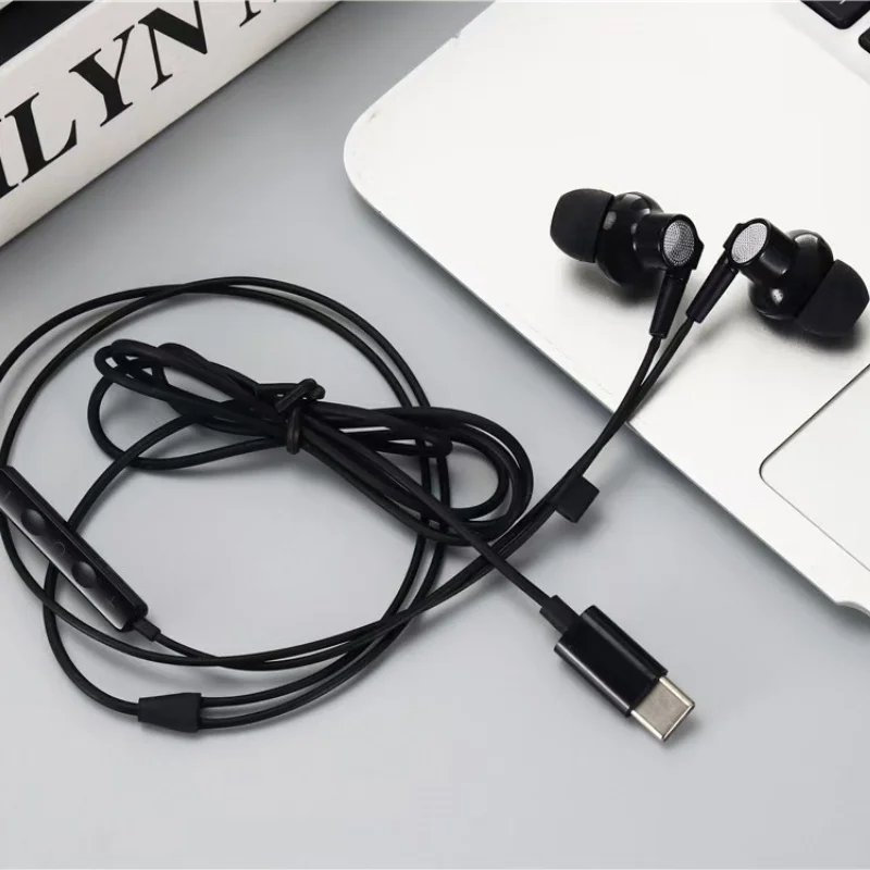 High quality cy17 USB Type-c Earphones for Samsung For huawei xiaomi  Plus Mic Control Stereo In-ear Microphone Wired Headphone