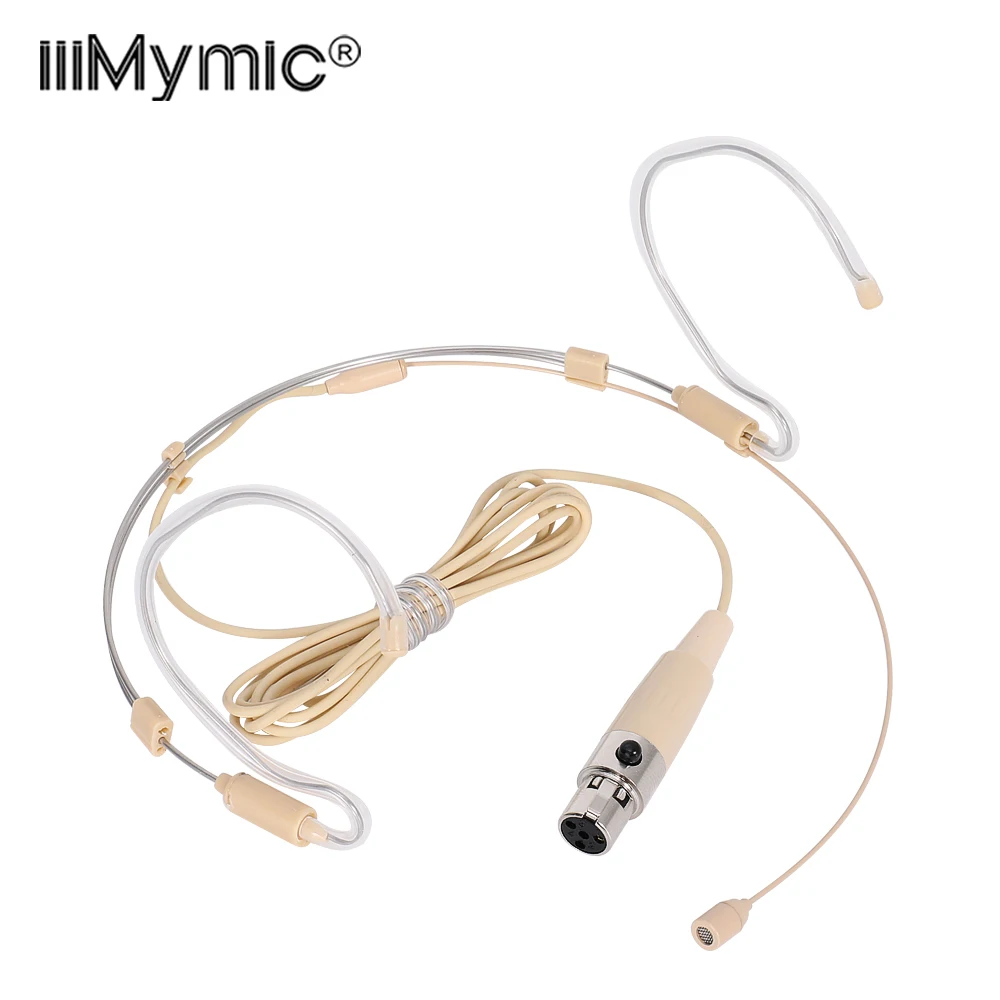 iiimymic Adjustable Headset Microphone 4 Pin XLR TA4F Headworn Mic Foldable For Shure Wireless BodyPack Children Student