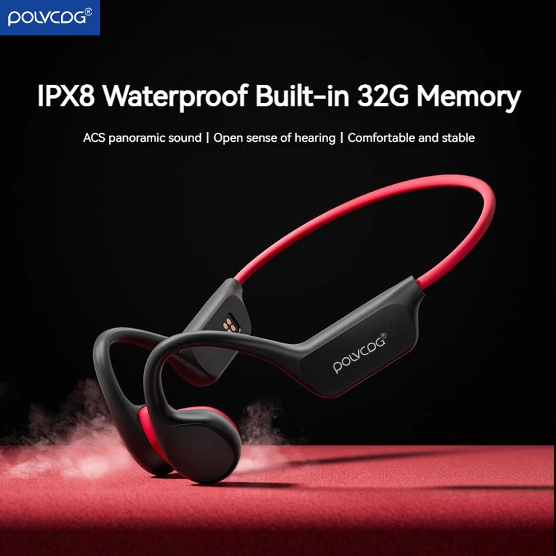 POLVCDG Bone Conduction Headset X7 IPX8 32GB Memory 5.3 Bluetooth Wireless Headset with Microphone Waterproof Swimming 2023new
