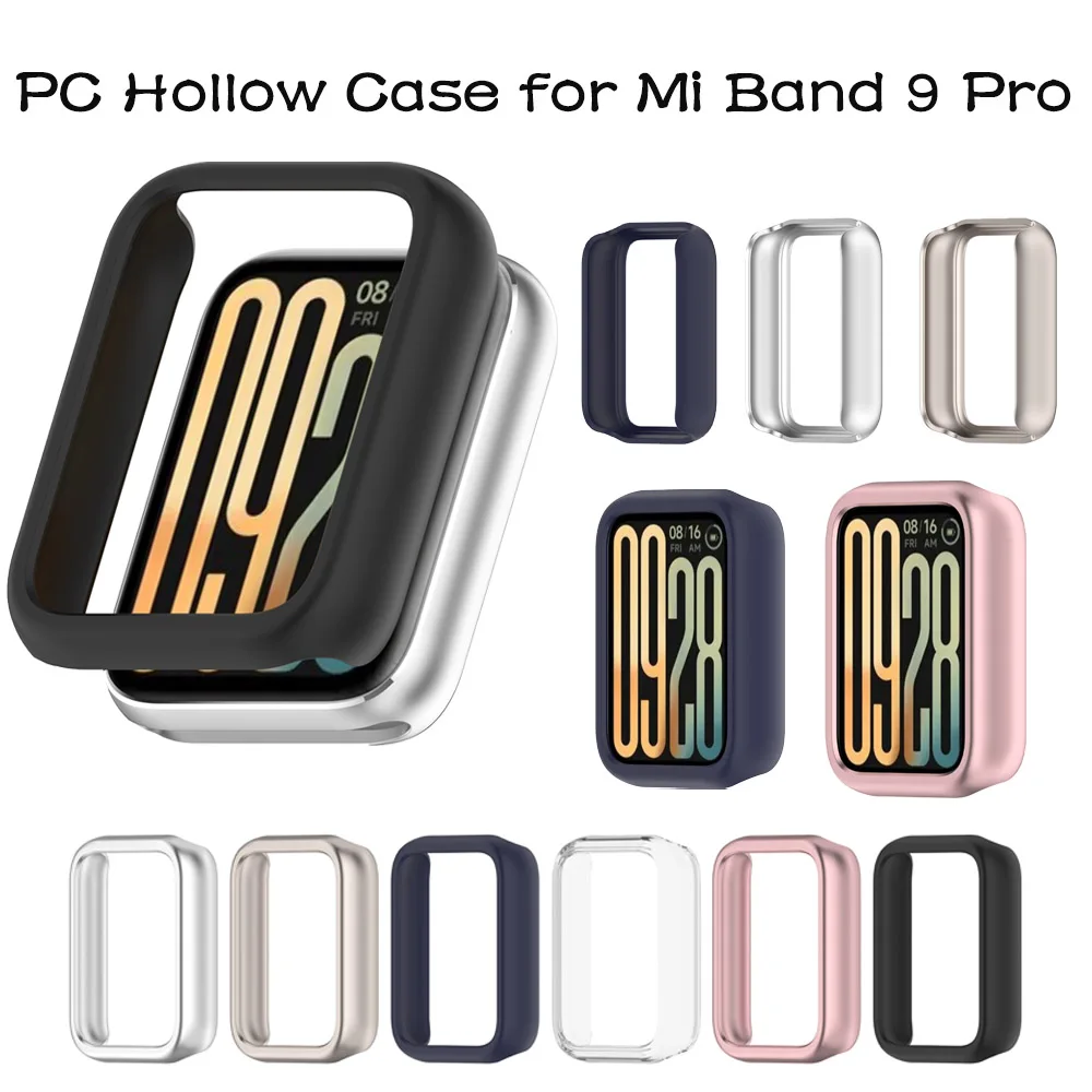 PC Hollow Case For Xiaomi Mi band 9 Pro Smart Watch Strap Bumper Cover Screen Protector For Xiaomi Mi band9 Pro Accessories