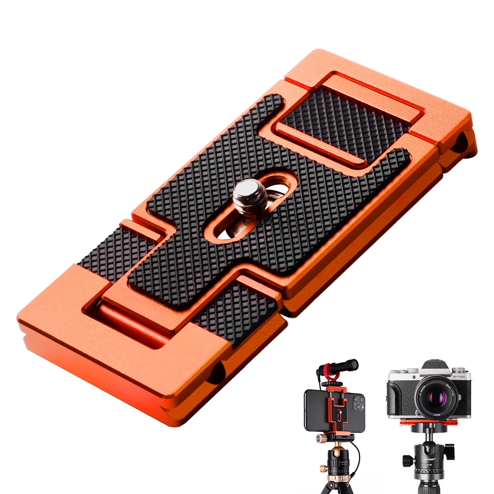 K&F CONCEPT Aluminum Alloy Quick Release Plate 1/4 Inch Screw Smartphone Mount for iPhone Samsung Android Phone Camera Holder