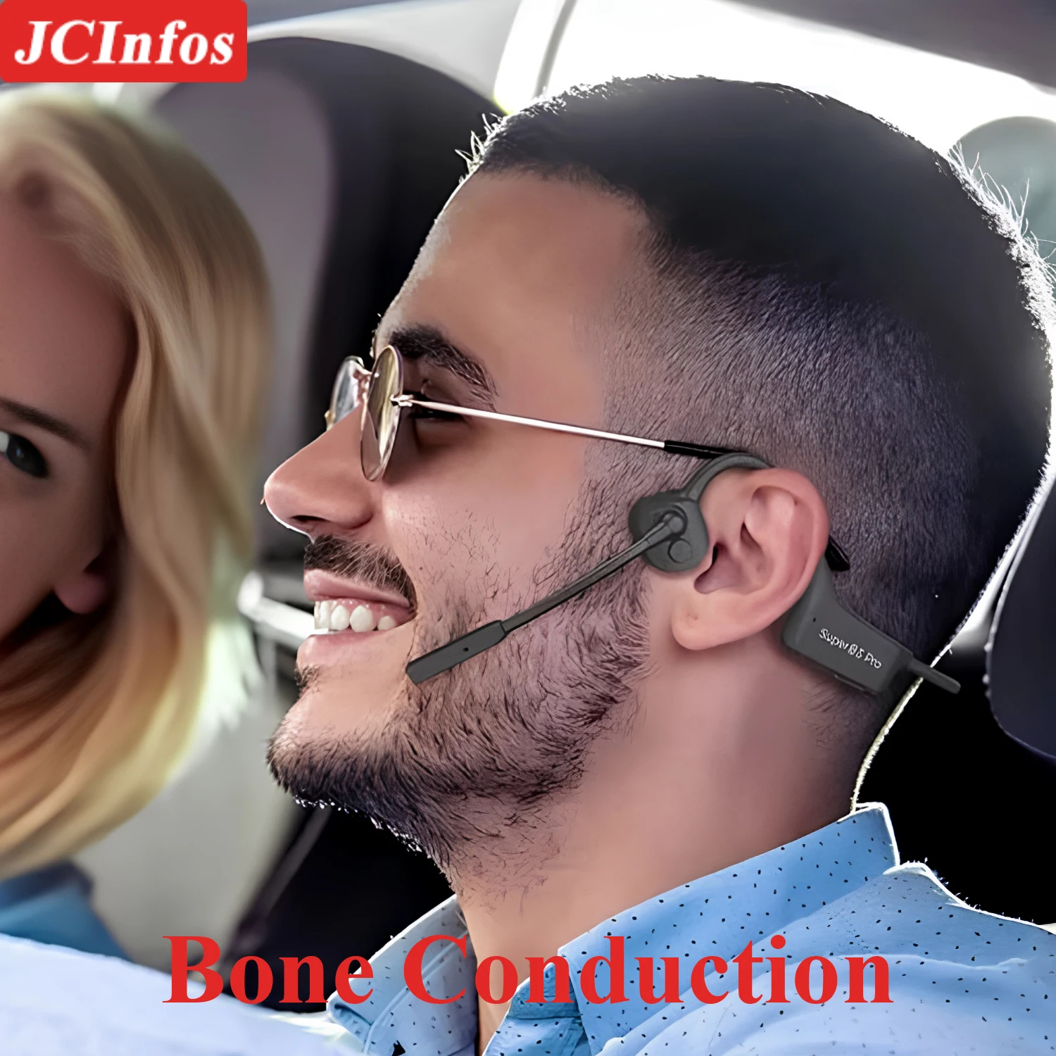 Wireless Bone Conduction Bluetooth Headphones - Fast Charging Gamer Headset with Microphone Earphone for Work