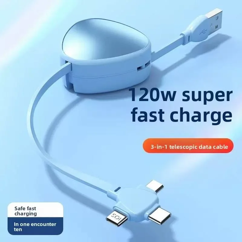 3 in 1 Retractable 120W Fast Charge Data Cable For iPhone 14 USB Type C/Micro For Sumsung Xiaomi 13 Huawei Phone Charge USB Cord