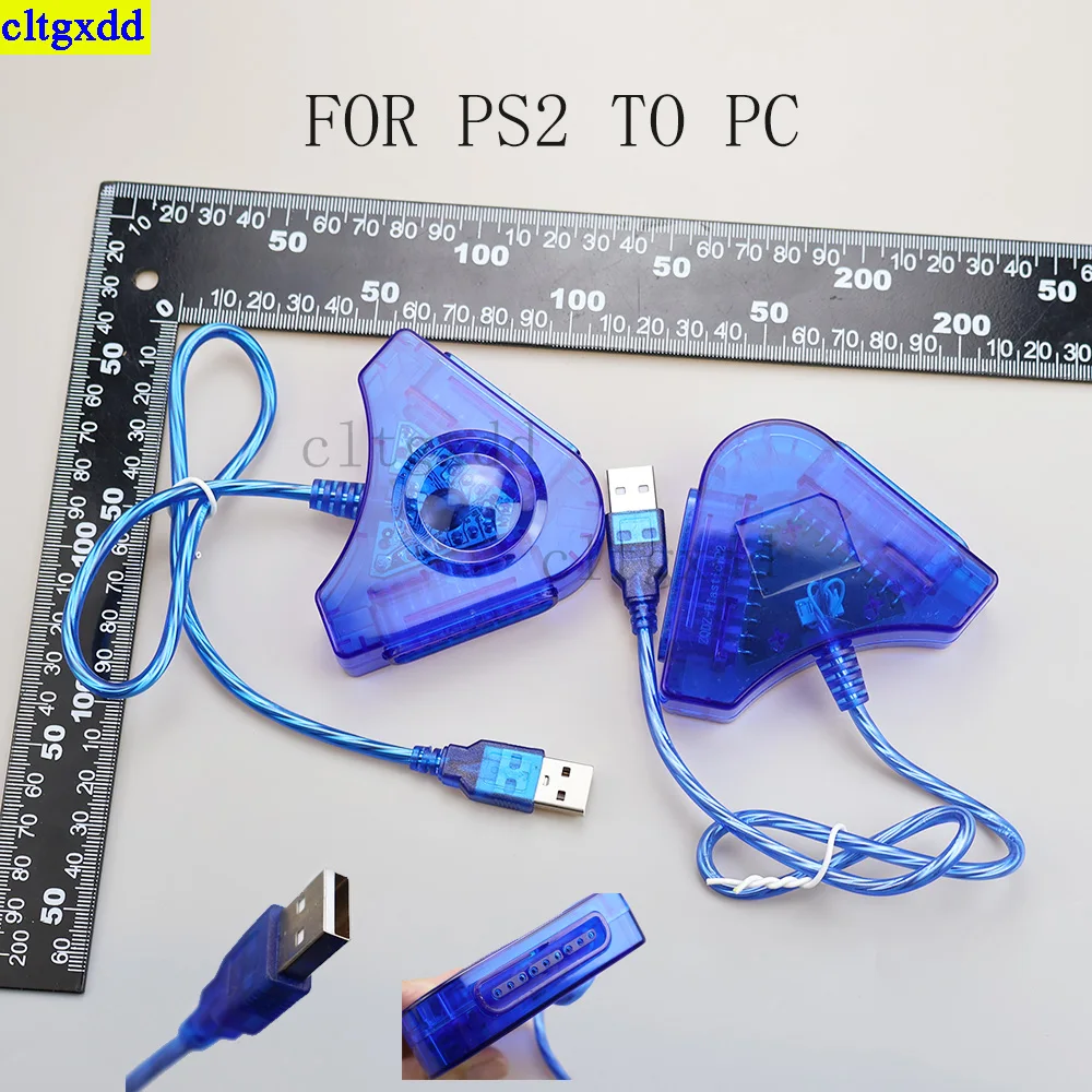 Cltgxdd 1 Piece for PS2 Controller Gamepad to PC Gaming Dual Connection Point Interface Adapter Cable Triangular USB Controller