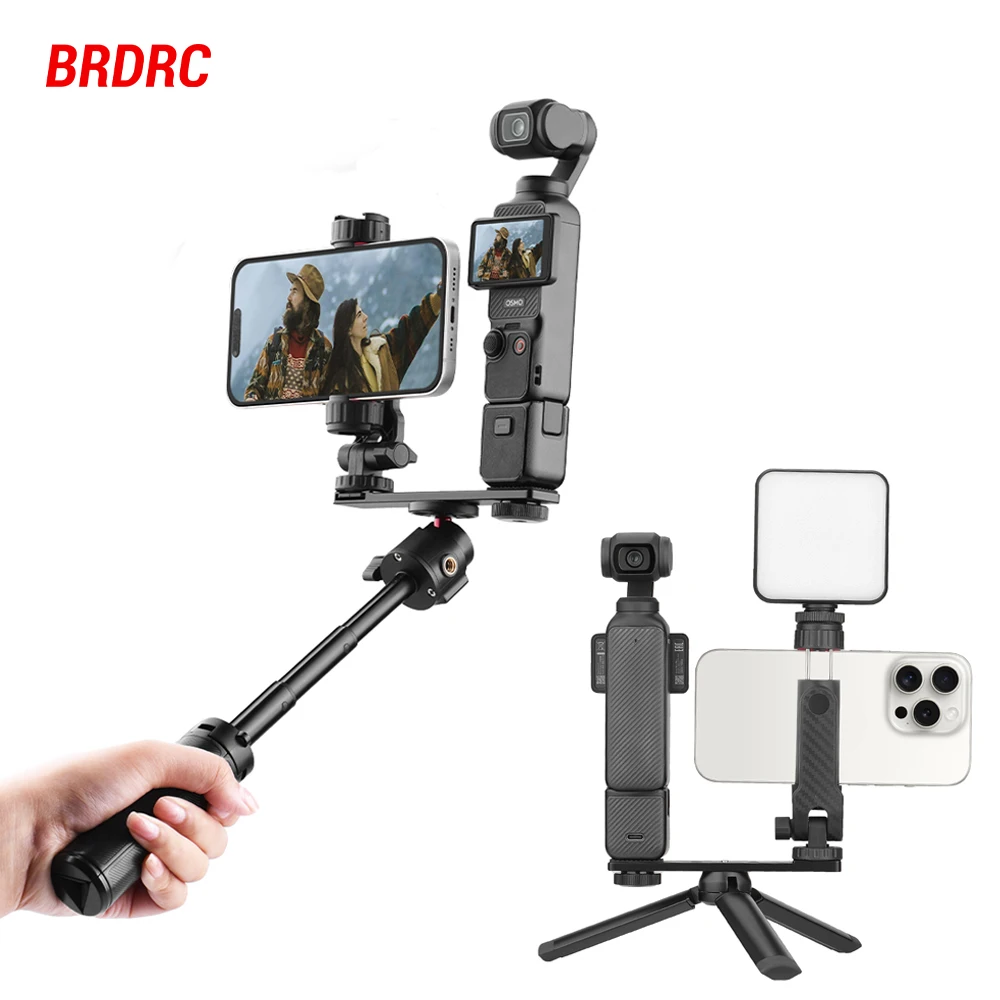 BRDRC Pocket 4 Expansion Bracket With Phone Holder Clip for DJI Pocket 3/Insta360 X5 Camera Photography Accessories