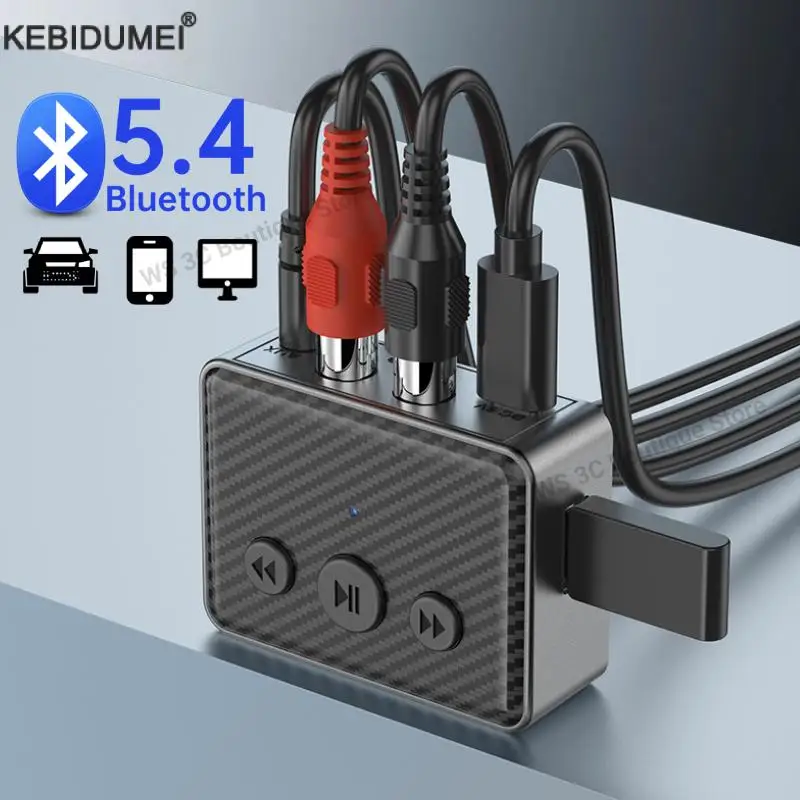 Bluetooth 5.4 Audio Receiver Adapter Wireless Stereo Music 3.5mm AUX R/L RCA Support U-Disk Playback For Desktop Speaker Amp