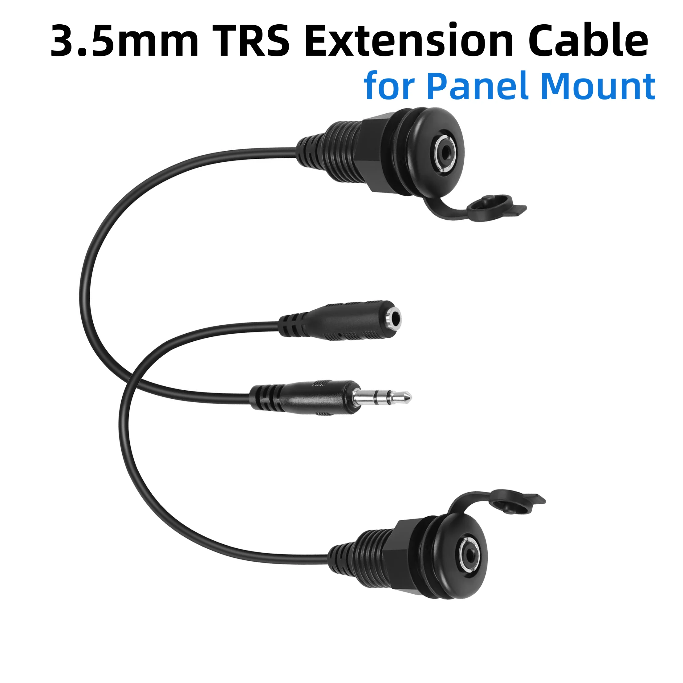 3.5mm TRS Threaded Fixed Waterproof Cable 1/8 Male to Female Embedded Mount Stereo Headphone Extension Cord for Car RV Desktop