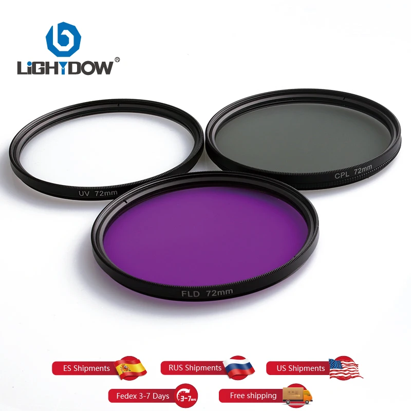 Lightdow Camera Filter Set UV+CPL+FLD 3 in 1 Lens Filter Set with Bag 49mm-82mm RU USA ES Overseas Warehouse Delivery