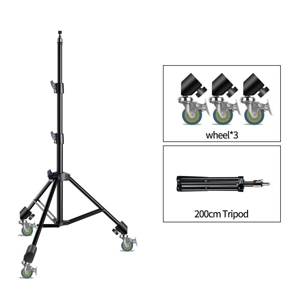 SH Adjustable Tripod 190cm Phone Light Stand With 1/4 Screw&Wheels For Photo Studio Flashes Photographic Softbox