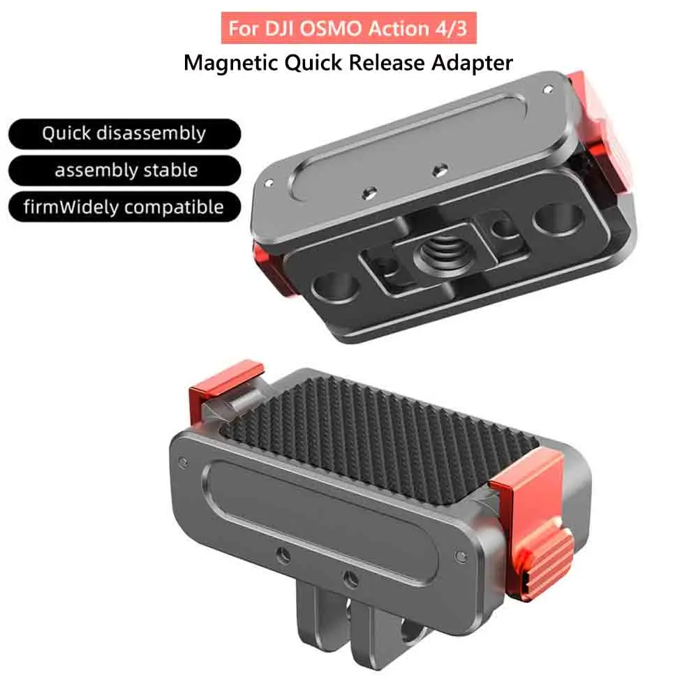 New for Action 4/3 Magnetic Quick Release Adapter Aluminum Camera Mount W 1/4' Screw for DJI OSMO Action 4/3 Camera Tripod Stand
