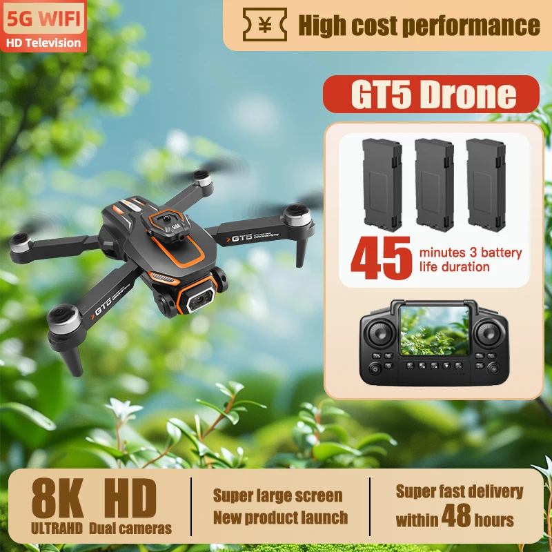 For Xiaomi GT5 Mini Drone Professional 4K Dual Camera 5G WIFI FPV Brushless Motor Avoidance Foldable Quadcopter Dron Child Gifts