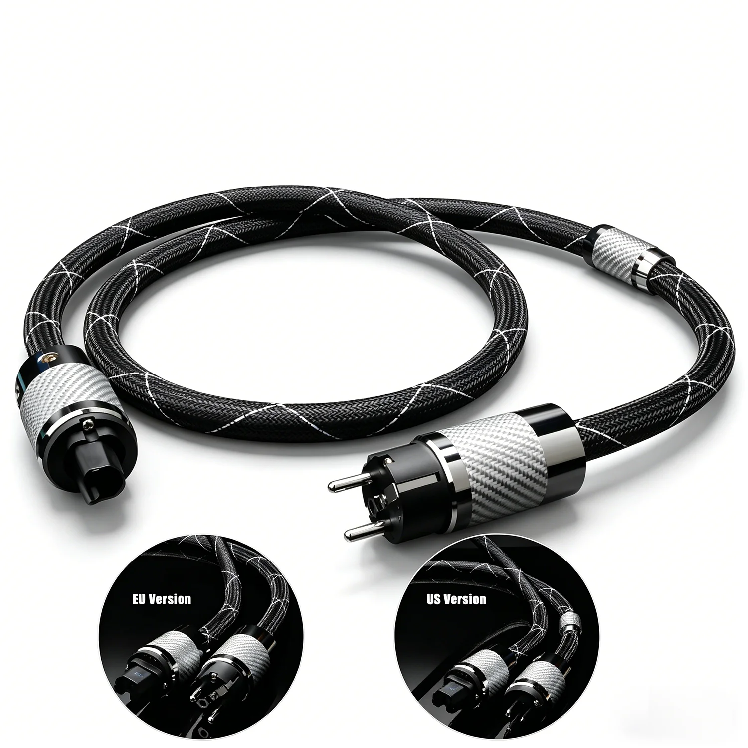 HiFi Power Cable EU US Schuko Fever Audio Cable OCC Rhodium Carbon Fiber EU/US C15 Plug