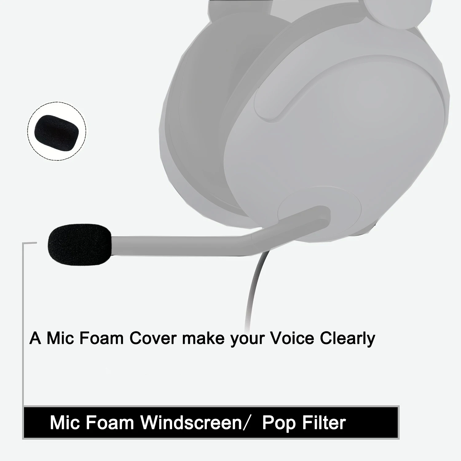 Premium Custom Foam Mic Cover for Sony Inzone H3/H5/H7/H9 Gaming Headset – Windproof Microphone Windscreen, Noise Reduction Pop
