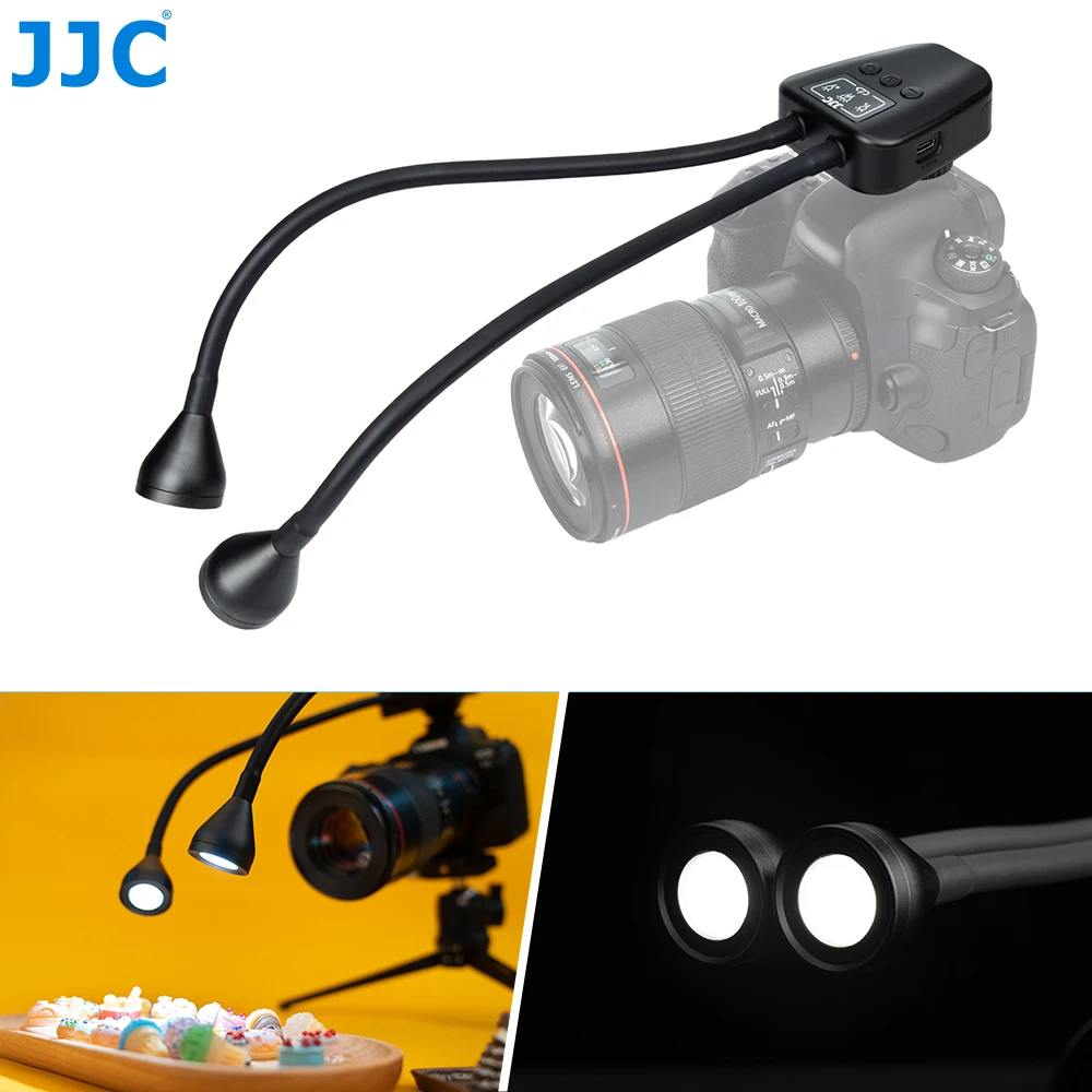JJC Macro LED Arm Light 10-Level Adjustable Camera Macro Arm Light Lighting Lamp 600mAh Buit-In Battery Photography Accessories