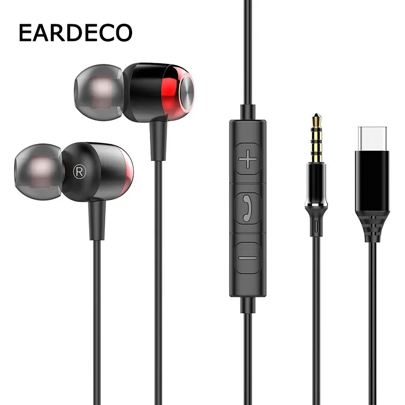 EARDECO HiFi Sound Quality Wired Earphone With Mic Earphones TypeC 3.5mm Music Wired Headphones For Laptop Computer Tablet Phone