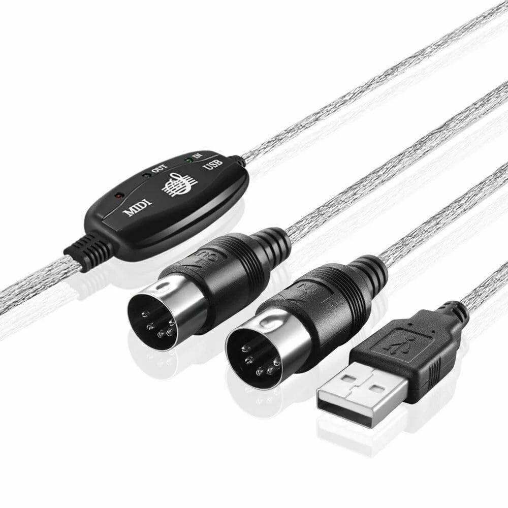 2M USB to 5 Pin MIDI Cable Converter Adapter for Synthesizer Music Keyboard Piano to PC Laptop Support XP/Windows7/8/10/Vista