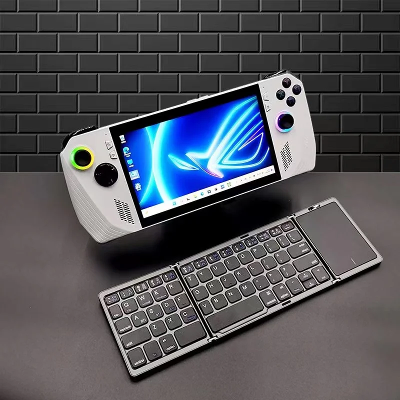 Rog Ally Foldable Bluetooth Keyboard for Travel, Tri-Folding Wireless Portable Keyboard with Touchpad for Rog Ally Game Handheld
