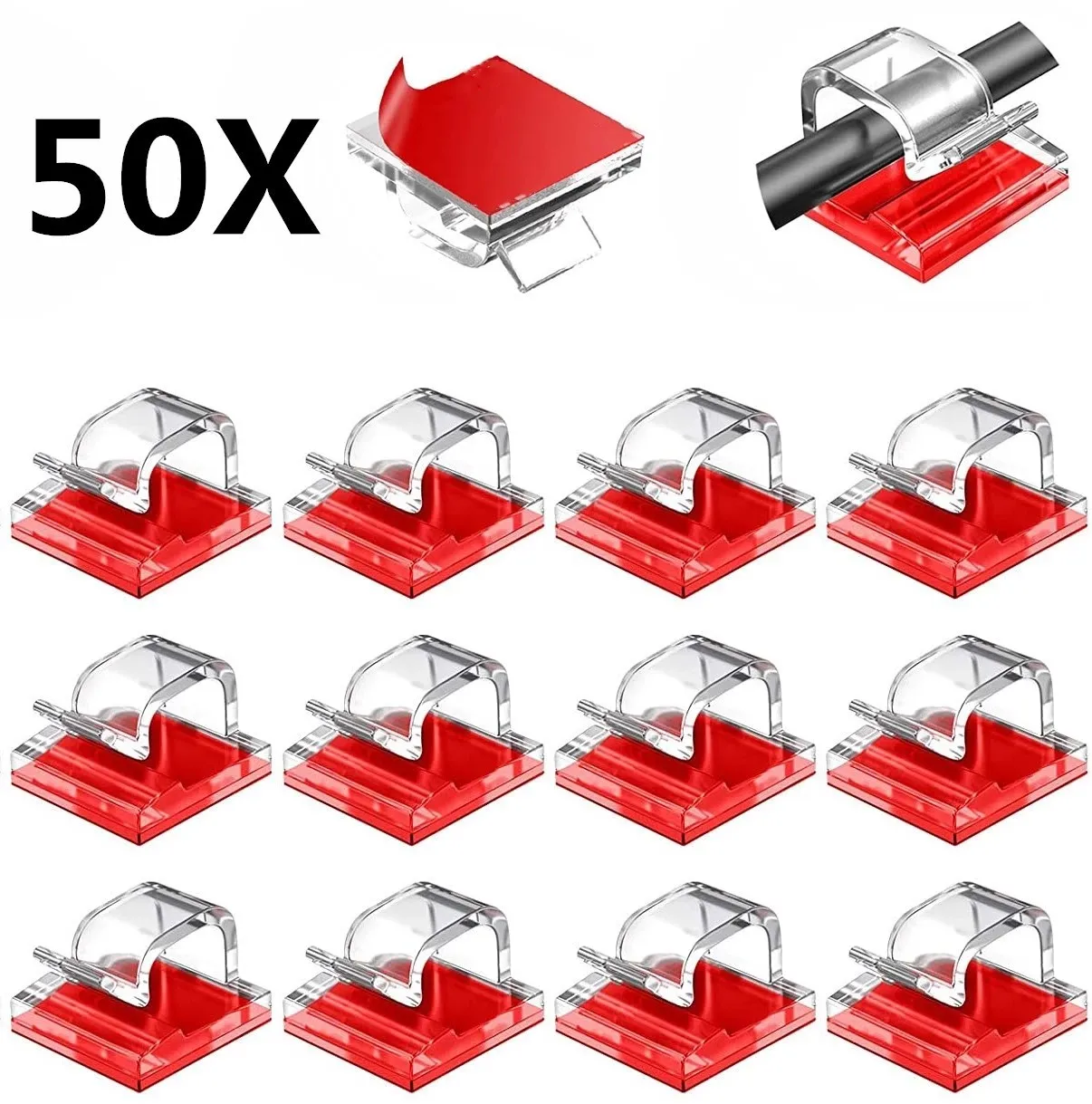 10/20/50PCS Self-adhesive Cable Organizer Clips Cable Holder Fixer USB Wire Management For Home Office Car GPS Clamp Cord Winder