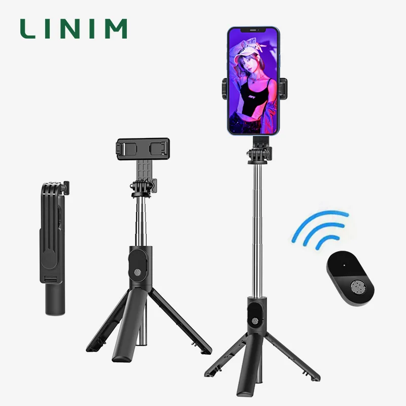 LINIM Wireless Bluetooth Selfie Stick Foldable Tripod For Cell Phone Extendable Tripods For iPhone Xiaomi Samsung For Video Live