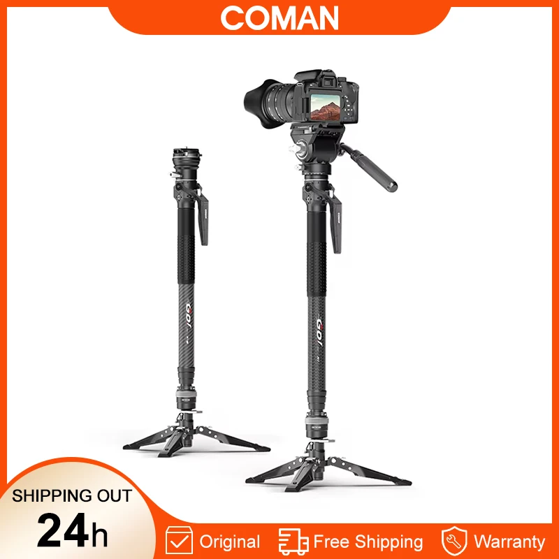 COMAN M1 Series One Click Lifting Monopod Carbon Fiber Travel Tripod With Quick Release Plate for DSLR Camera Holder Stand