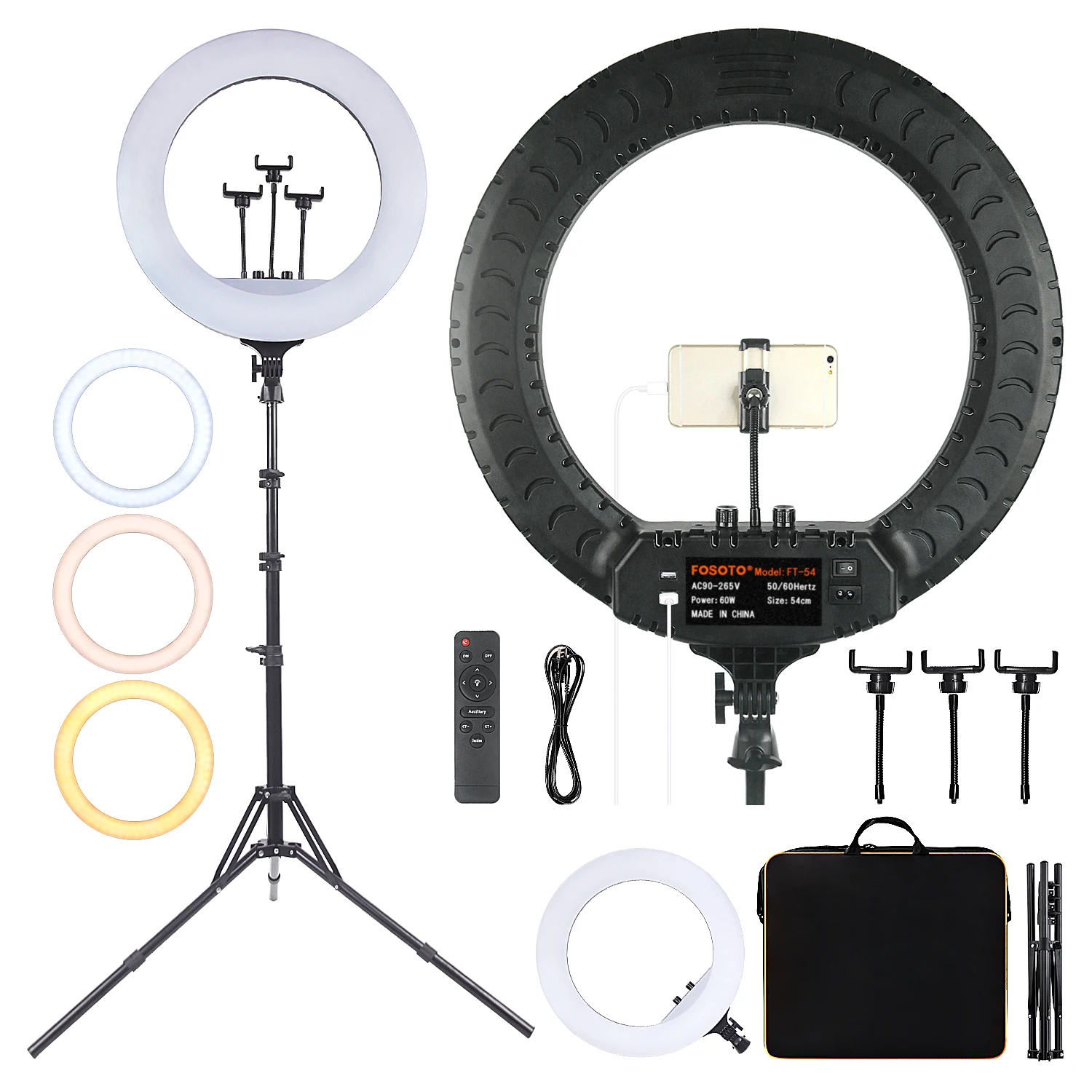 FOSOTO FT-54 21 Inch Led Ring Light Photography lamp Camera Phone Ringlight Makeup Video Ring Lamp With Tripod For Youtube