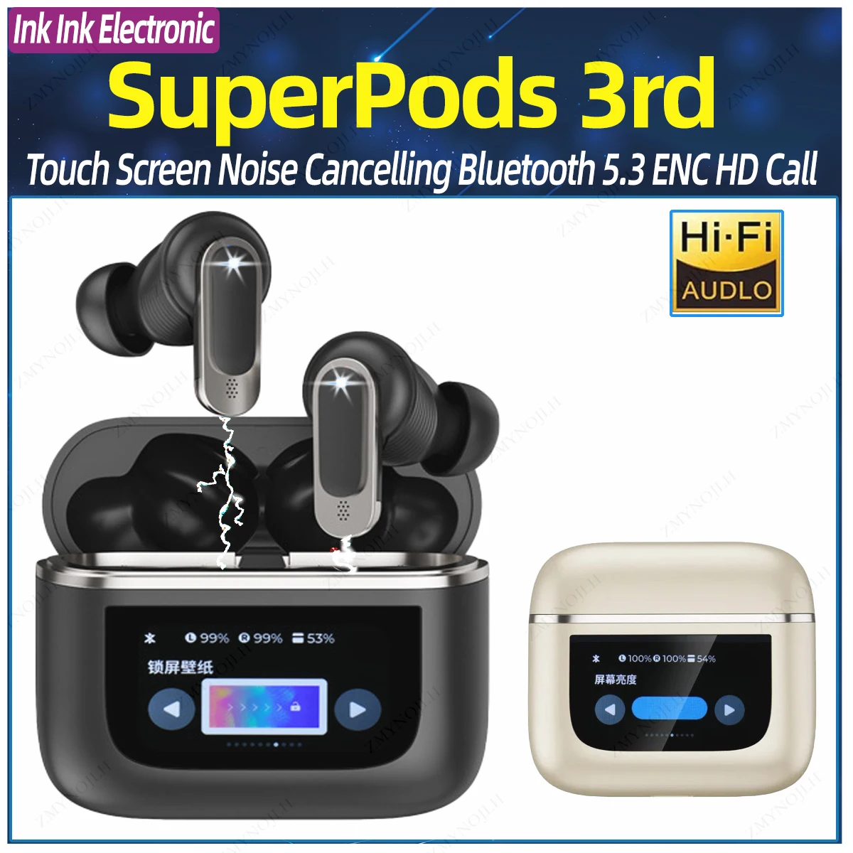 Touch Color Wireless Earphones ANC Pro3  LED Screen TWS Earbuds Touch Active Noise Cancelling Bluetooth Headphones Sports Earpho