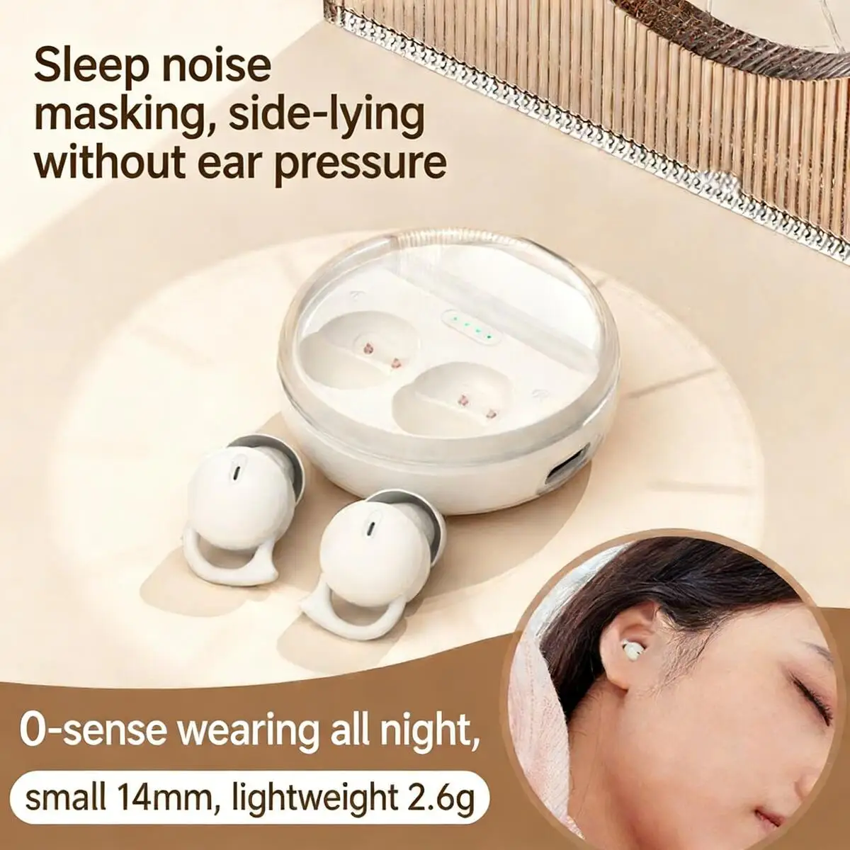 Q26 Bluetooth 5.3 In-Ear Sleep Earbuds Mini Invisible ENC Call Noise Reduction Ergonomic Comfort Fit for Music Nap Side Sleep