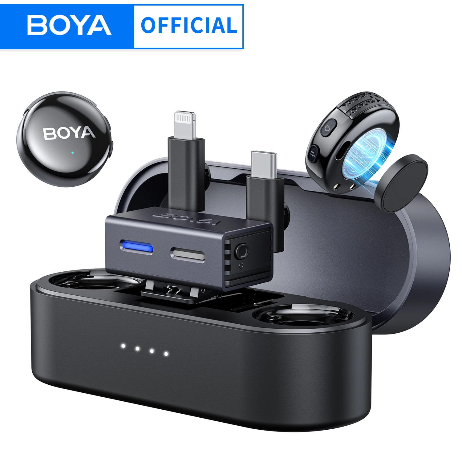 BOYA BOYALINK 3 Mini Wireless Lavalier Microphone for iPhone USB-C Android Smartphone Camera Ai Noise Cancellation for Recording