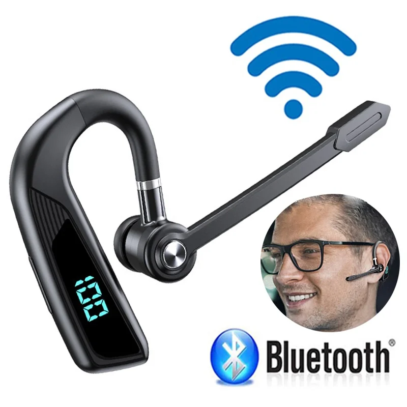 Long Standby Business Bluetooth5.2 Headset Voice Control Wireless Earbuds Waterproof Sport Headphones HIFI Sound Earhook Earphon