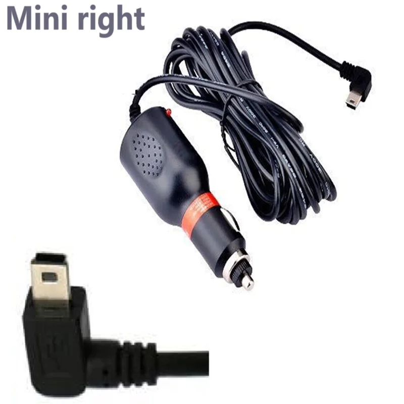 5V 2A Mini USB right Dash Cam Car Cigarette Charger Adapter Lighter Socket Charger Cable Length for Garmin Car GPS DVR Charging
