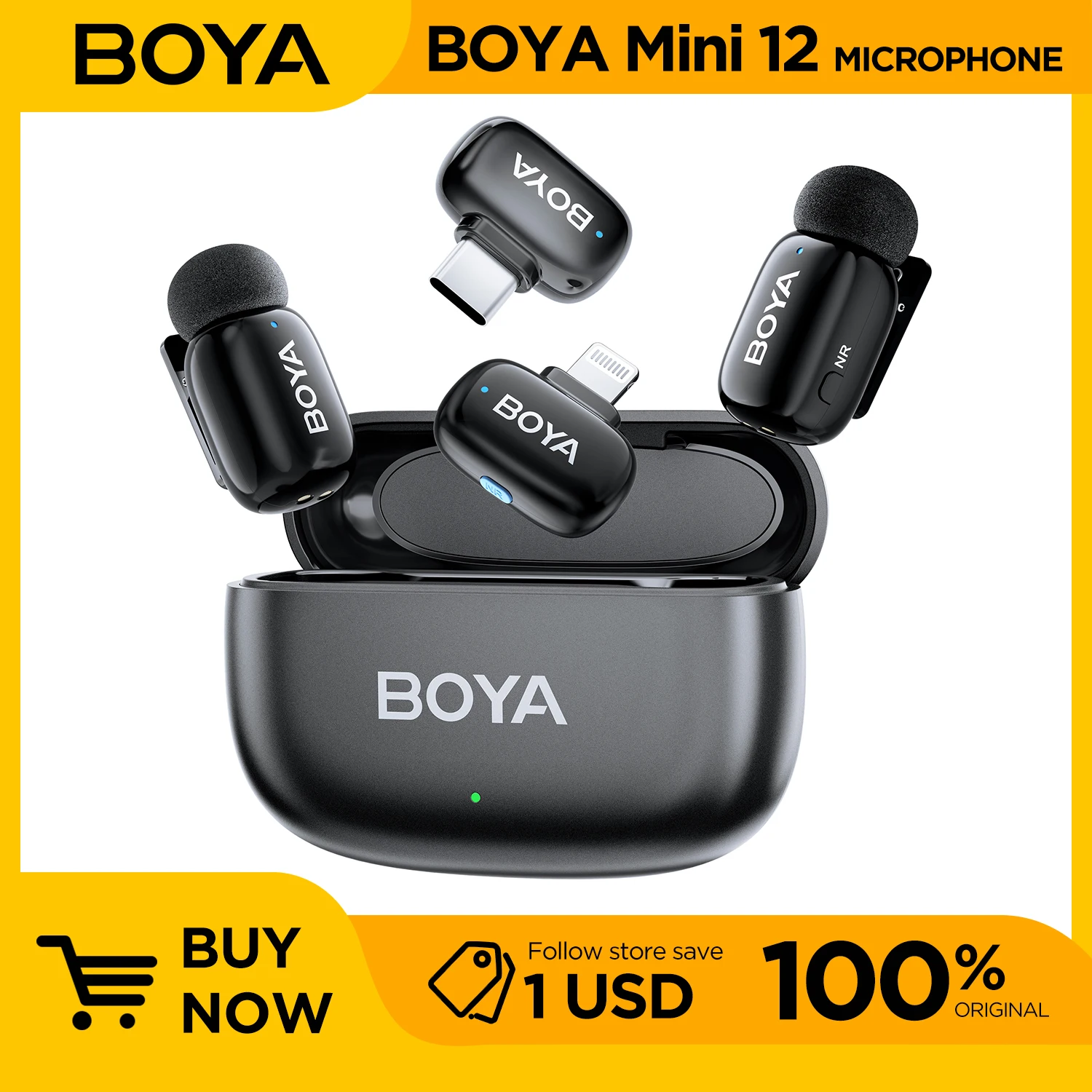 Boya mini Wireless Lavalier Microphone for iPhone Android Smartphone PC Computer , Vlogging TikTok YouTube Content Creators