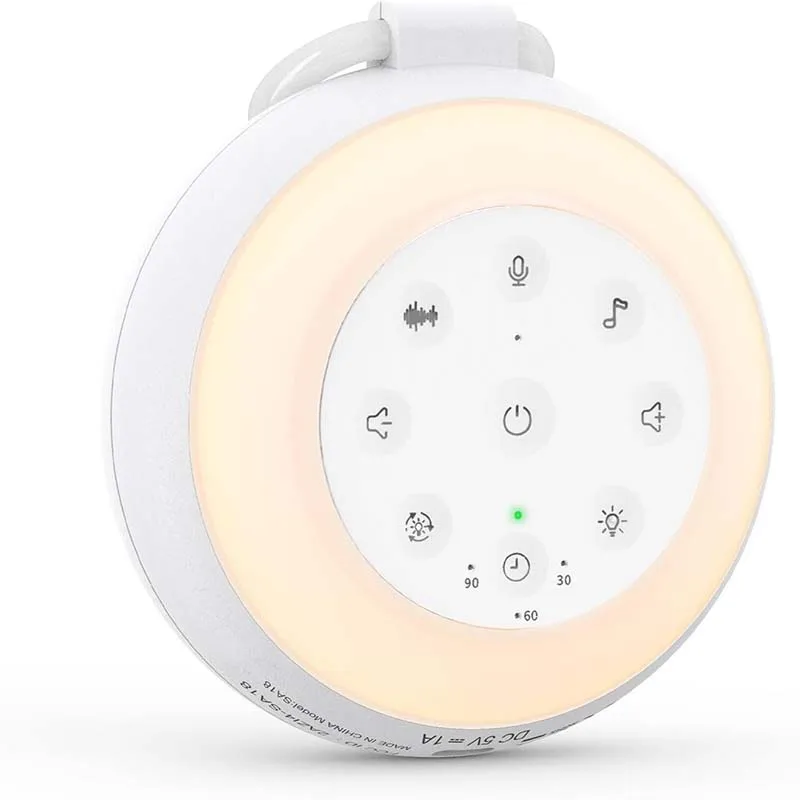 White Noise Machine with 24 Soothing Sounds & Adjustable Night Light Portable Sleep Aid USB Rechargeable for Babies Adults
