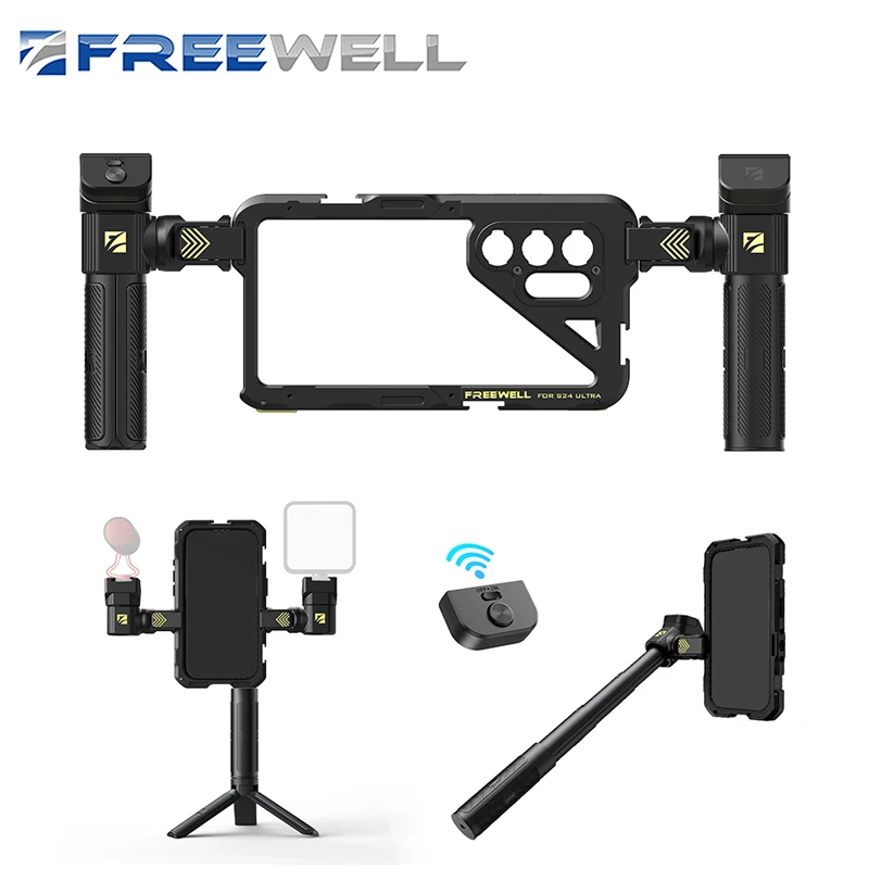 Freewell Multifunction Phone Protection Rig Cage Tripod and Monopod for Samsung S25 / S26 Ultra Recording Filmmaking Stabilizer