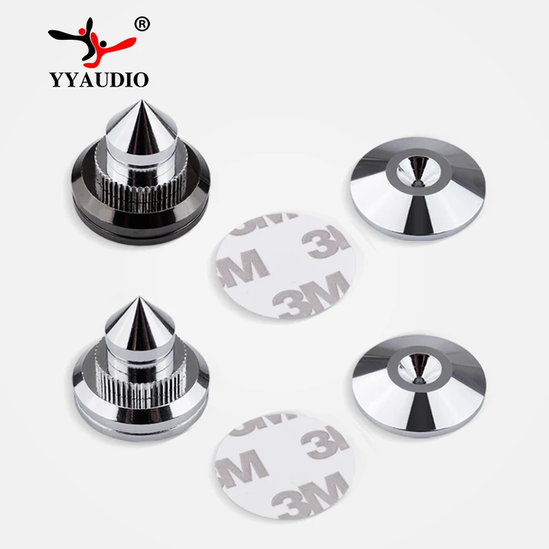 4pcs HiFi Audio Speaker Spike Solid Steel Isolation Speaker Stands Feet Brass Cone CD Amplifier Stand Pad Base Pads Shock Pads