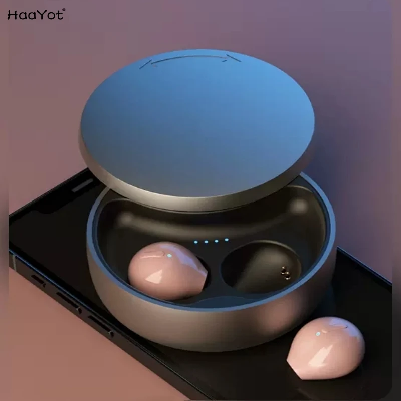 HAAYOT Invisible True Wireless Earbuds Bluetooth Earphones Waterproof Sleep Earpiece Nano Size Dual-Mic for iphone Android Phone